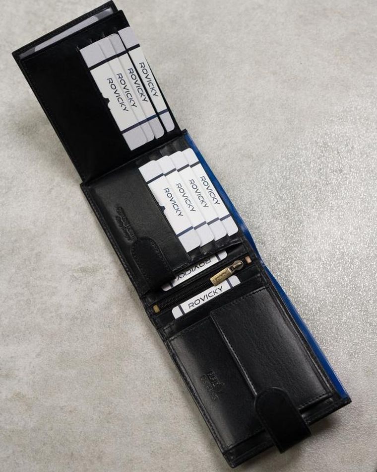 Portfel, czarny, skórzany, RFID, Rovicky