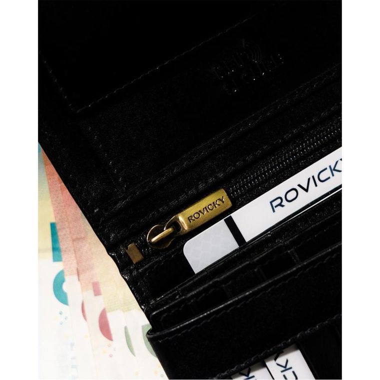 Portfel, czarny, skórzany, RFID, Rovicky