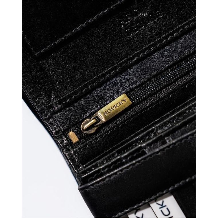 Portfel, czarny, skórzany, RFID, Rovicky