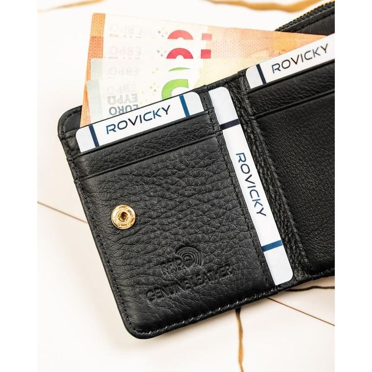 Portfel, czarny, skórzany, RFID, Rovicky