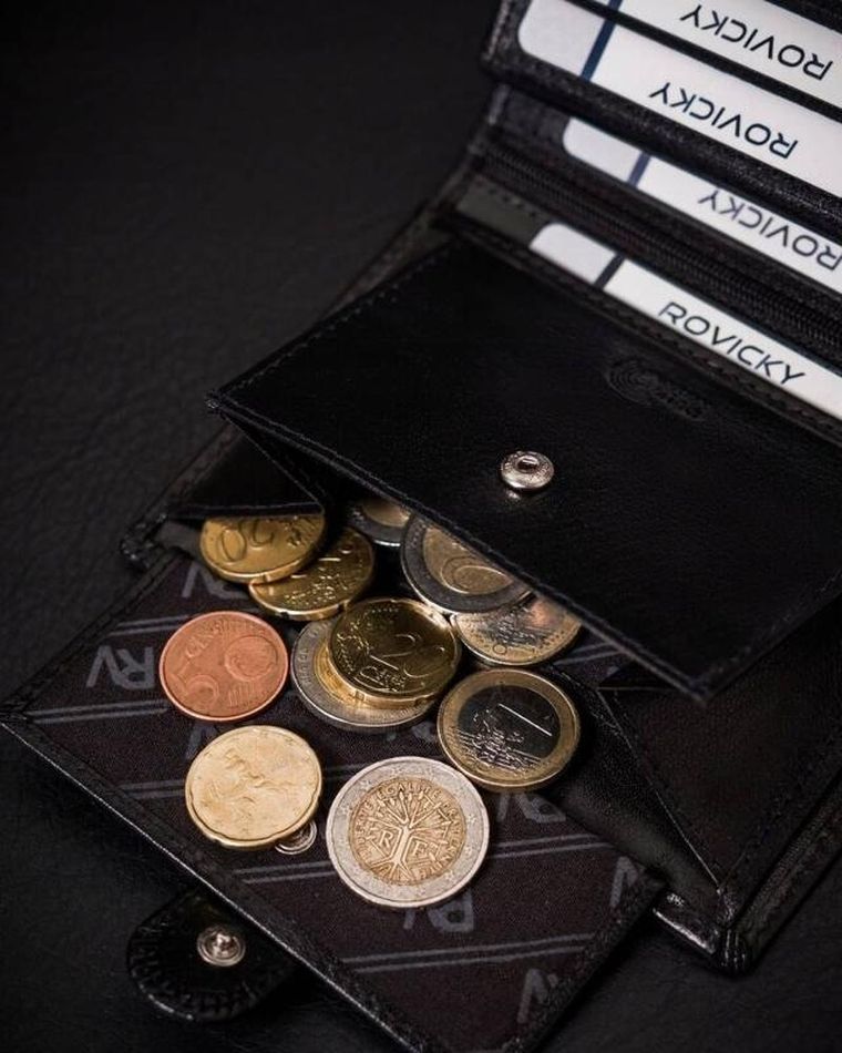 Portfel, czarny, skórzany, Rovicky