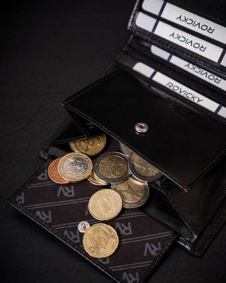 Portfel, czarny, skórzany, Rovicky