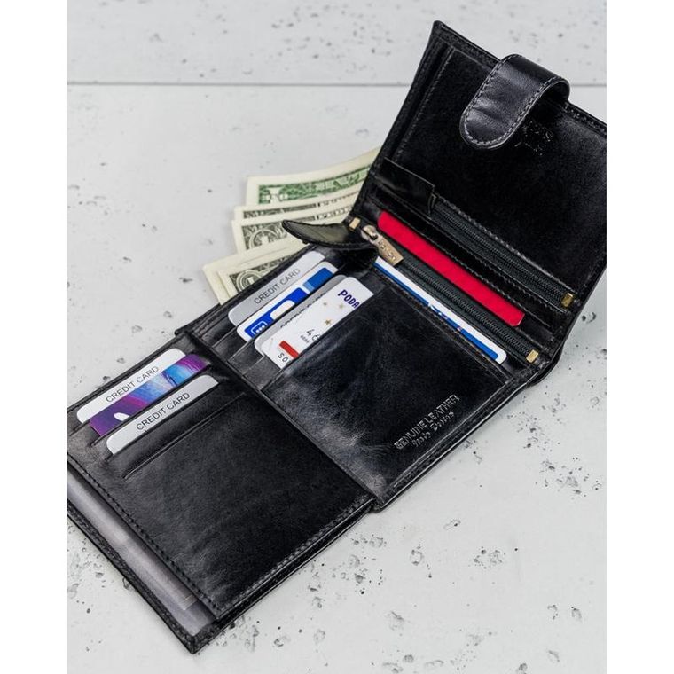 Portfel, czarny, skórzany, Rovicky