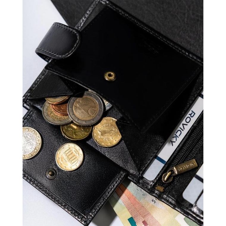 Portfel, czarny, skórzany, Rovicky