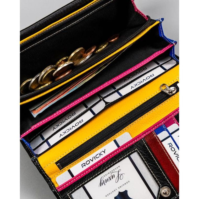 Portfel, czarny, skórzany, Rovicky