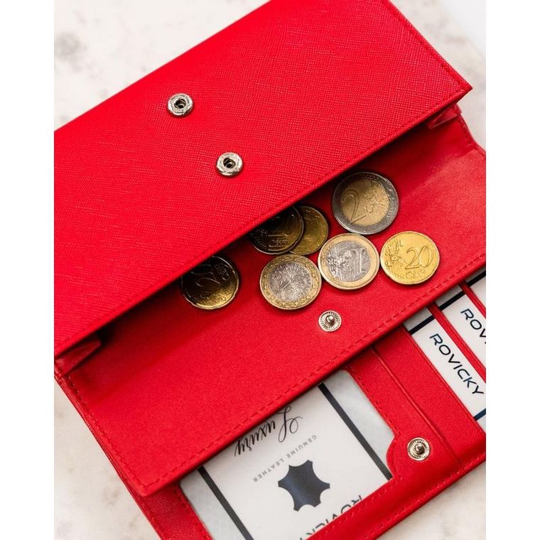 Portfel, czerwony, skóra ekologiczna, Cavaldi