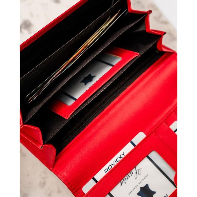 Portfel, czerwony, skóra ekologiczna, Cavaldi