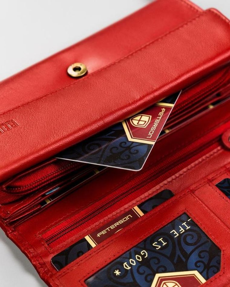 Portfel, czerwony, skórzany, Peterson