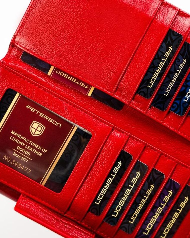 Portfel, czerwony, skórzany, Peterson