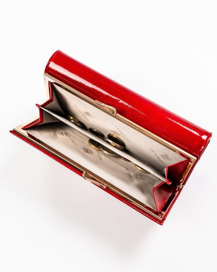 Portfel, czerwony, skórzany, Peterson