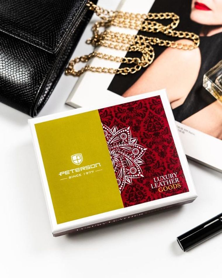 Portfel, czerwony, skórzany, Peterson