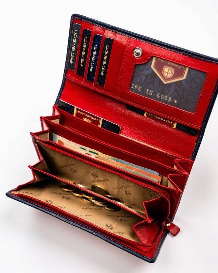 Portfel, czerwony, skórzany, Peterson