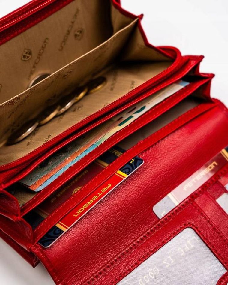 Portfel, czerwony, skórzany, Peterson