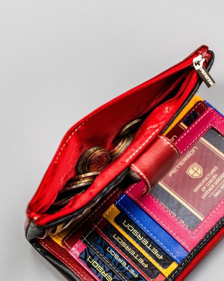 Portfel, czerwony, skórzany, Peterson