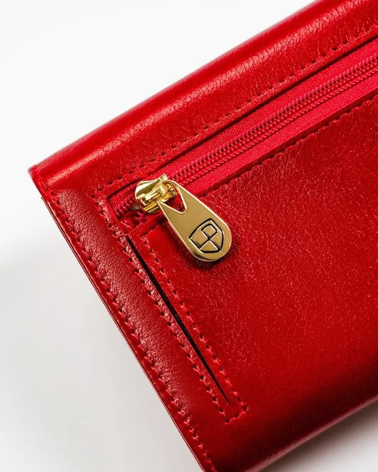 Portfel, czerwony, skórzany, Peterson