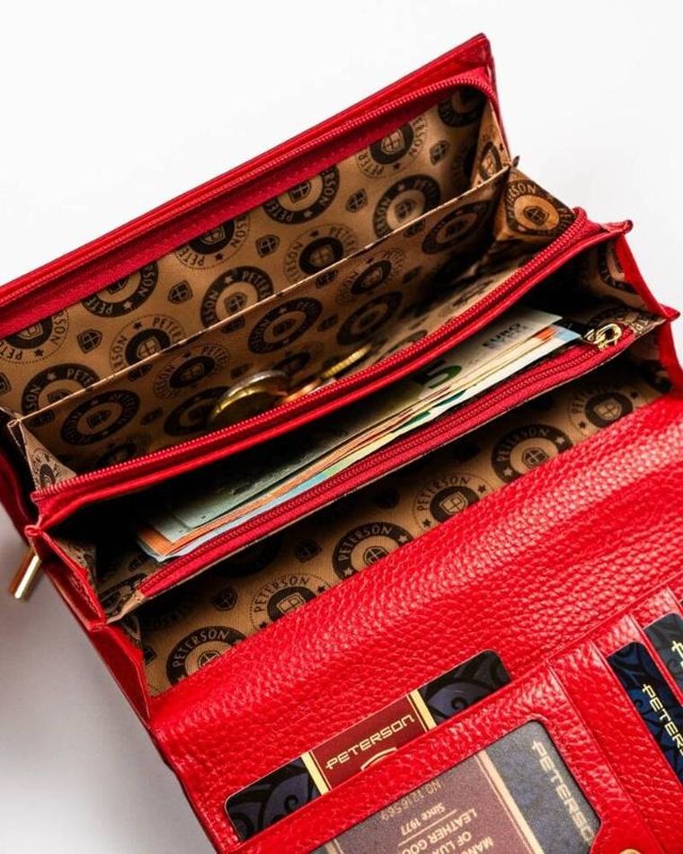 Portfel, czerwony, skórzany, Peterson