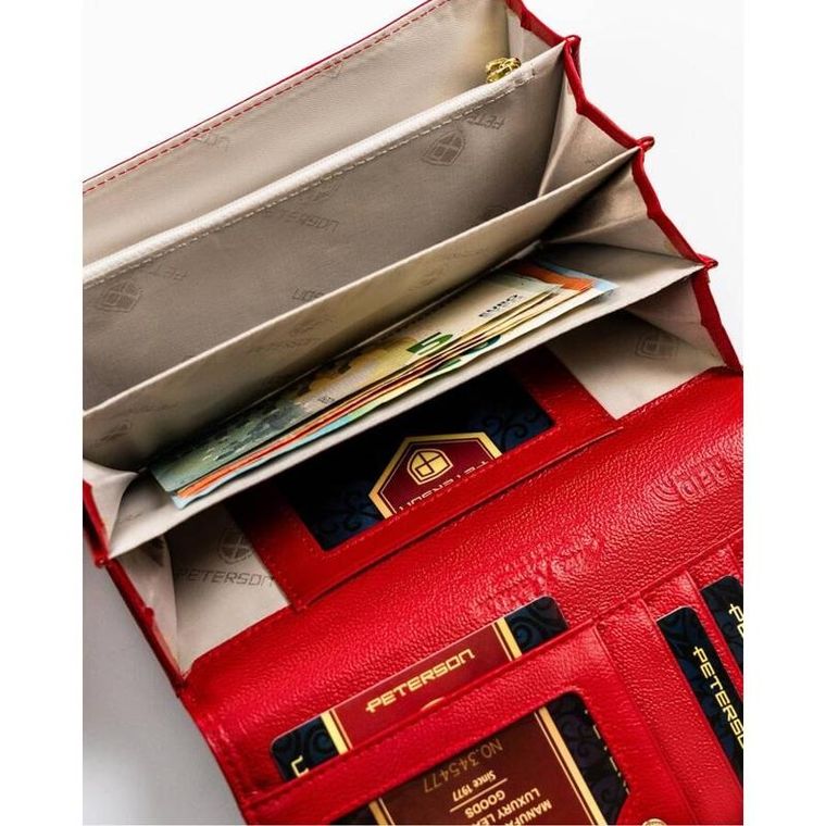 Portfel, czerwony, skórzany, Peterson