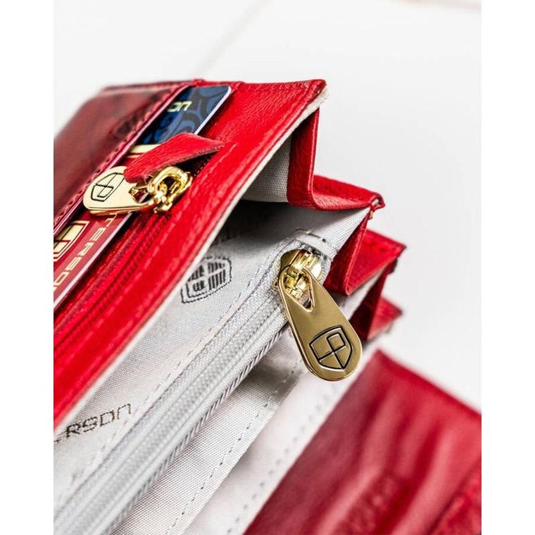 Portfel, czerwony, skórzany, Peterson