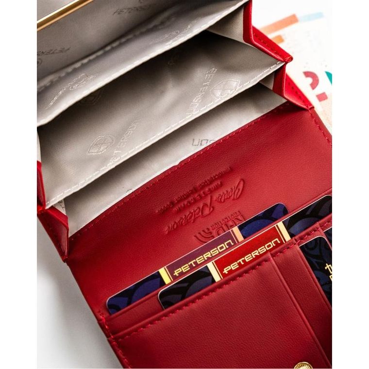 Portfel, czerwony, skórzany, Peterson