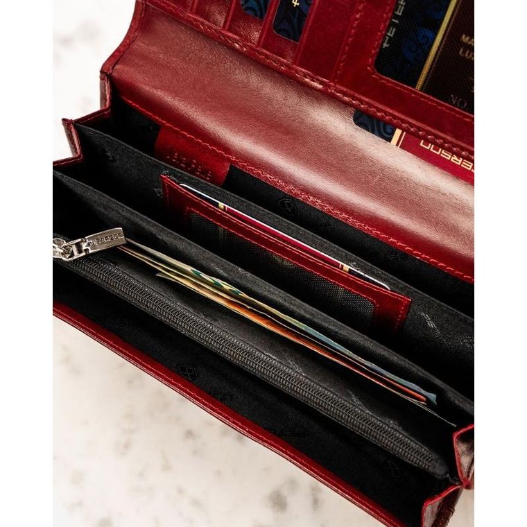 Portfel, czerwony, skórzany, Peterson