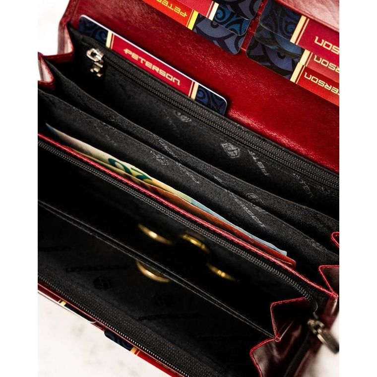 Portfel, czerwony, skórzany, Peterson