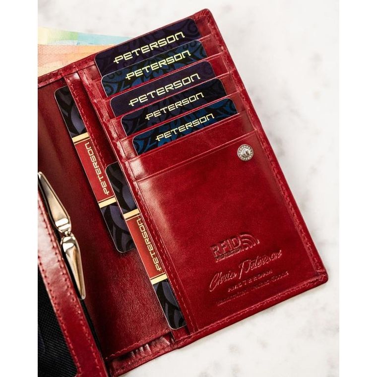 Portfel, czerwony, skórzany, Peterson