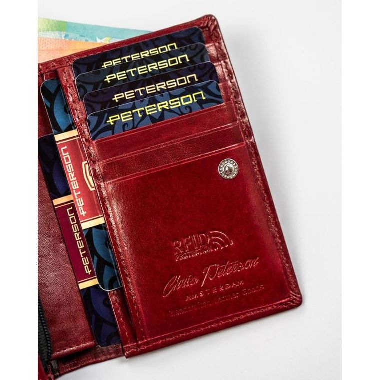 Portfel, czerwony, skórzany, Peterson
