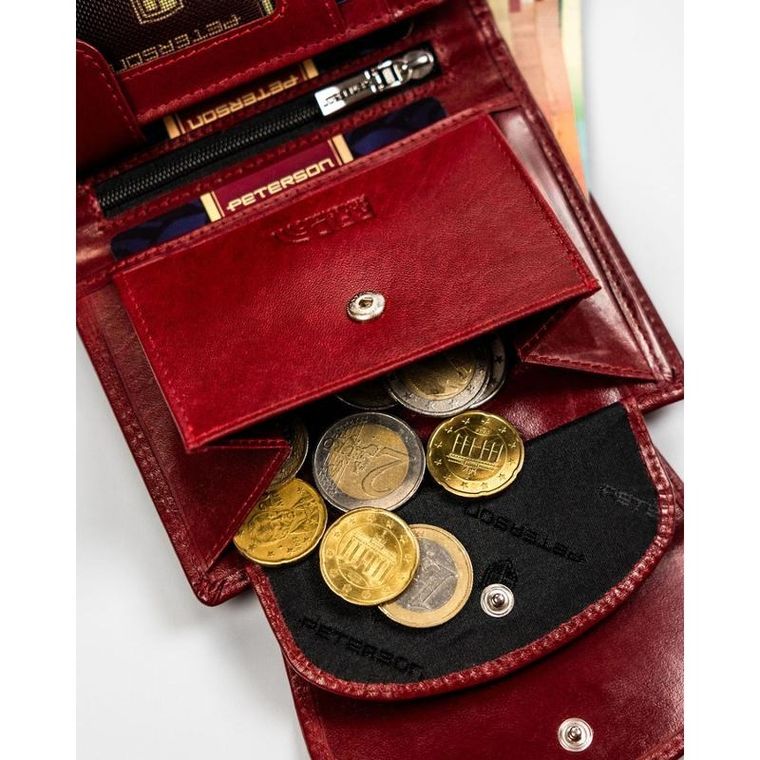 Portfel, czerwony, skórzany, Peterson