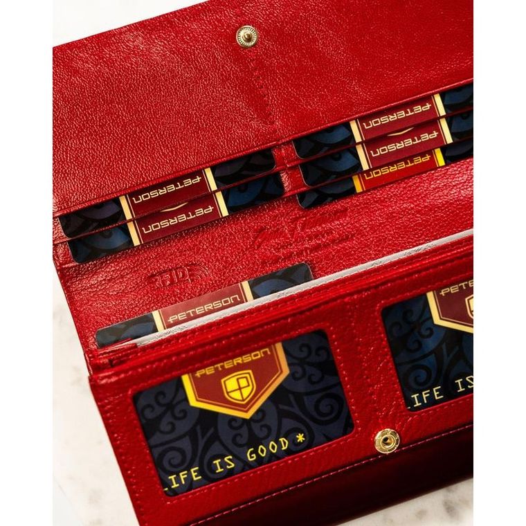 Portfel, czerwony, skórzany, Peterson