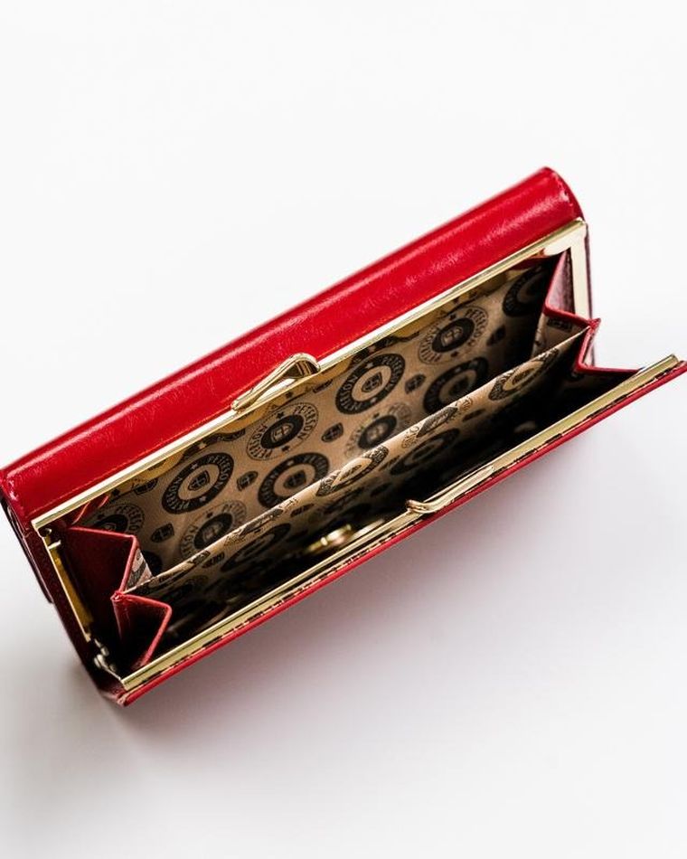 Portfel, czerwony, skórzany, RFID, Peterson