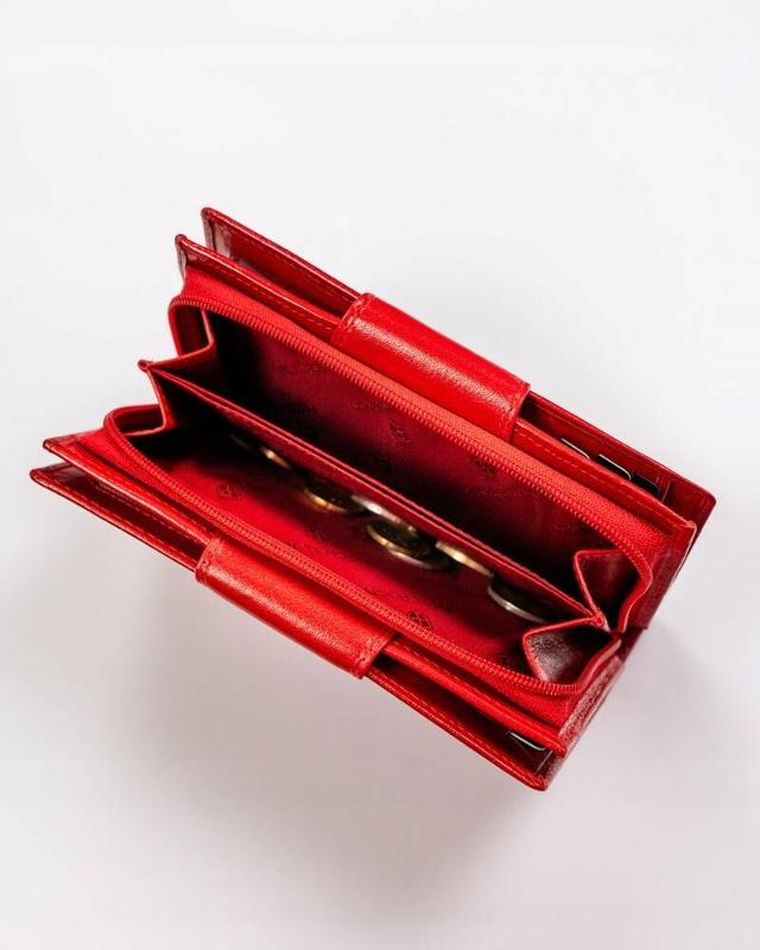 Portfel, czerwony, skórzany, RFID, Peterson