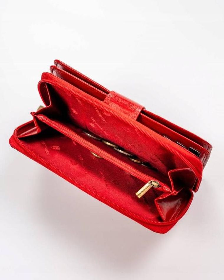 Portfel, czerwony, skórzany, RFID, Peterson