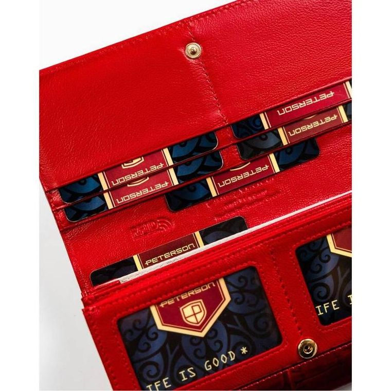 Portfel, czerwony, skórzany, RFID, Peterson
