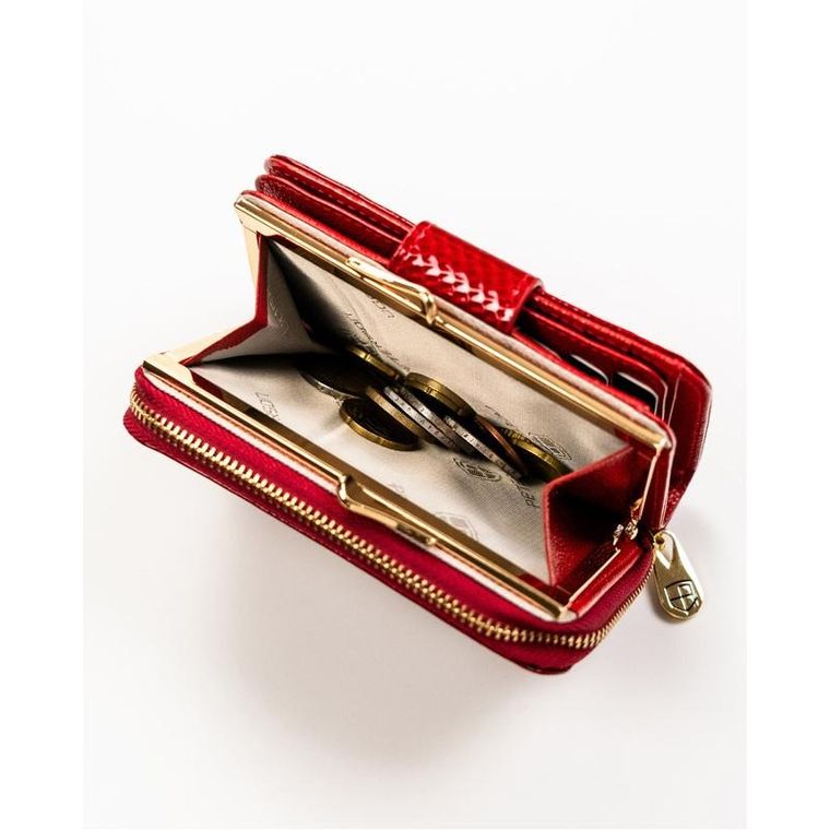 Portfel, czerwony, skórzany, RFID, Peterson