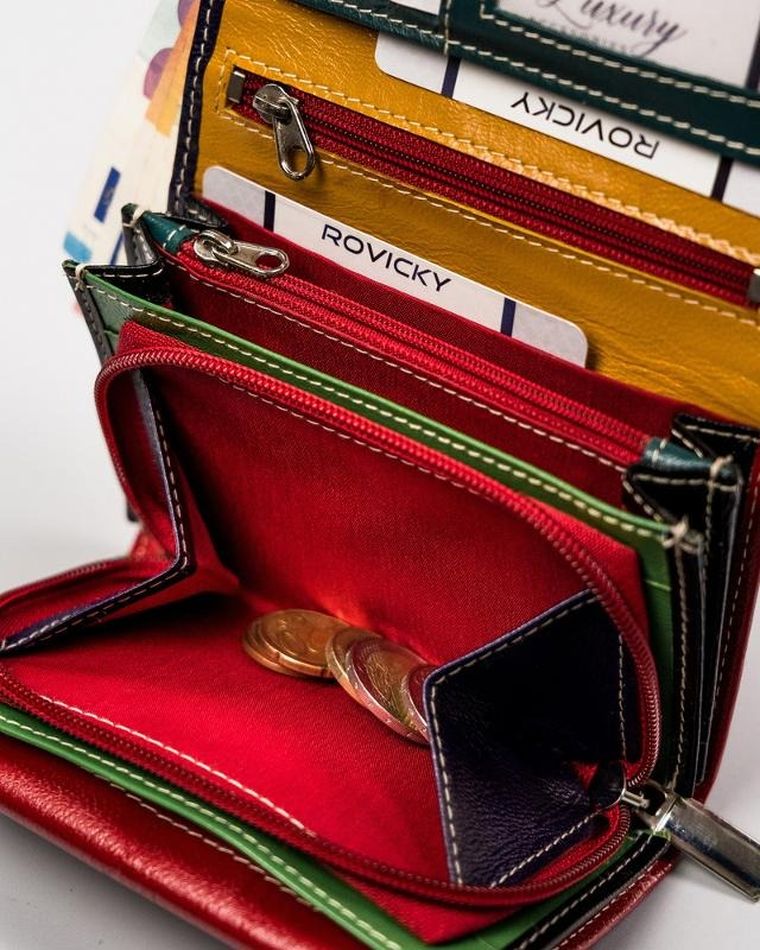 Portfel, czerwony, skórzany, Rovicky