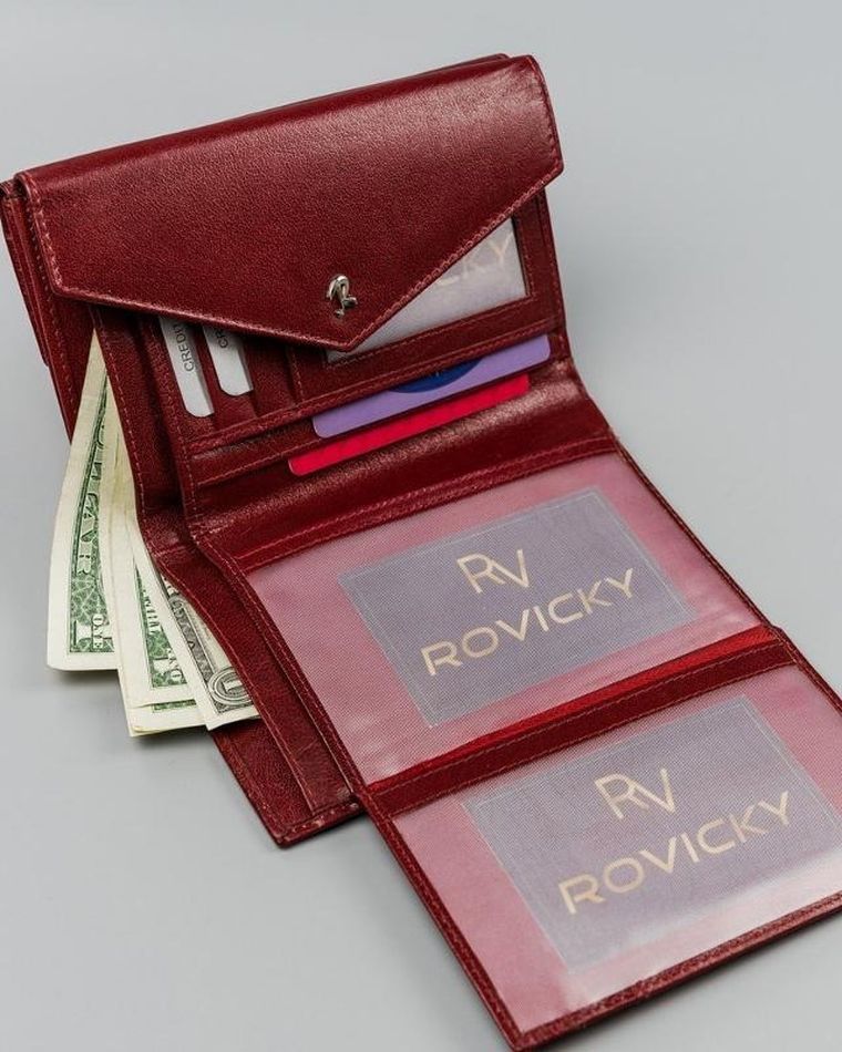 Portfel, czerwony, skórzany, Rovicky