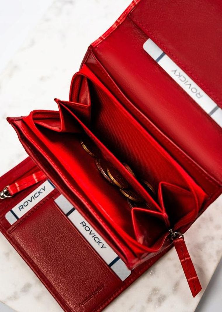 Portfel, czerwony, skórzany, Rovicky