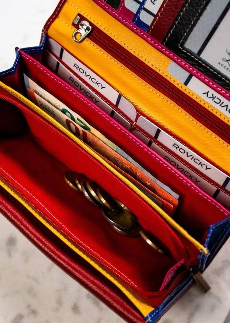 Portfel, czerwony, skórzany, Rovicky