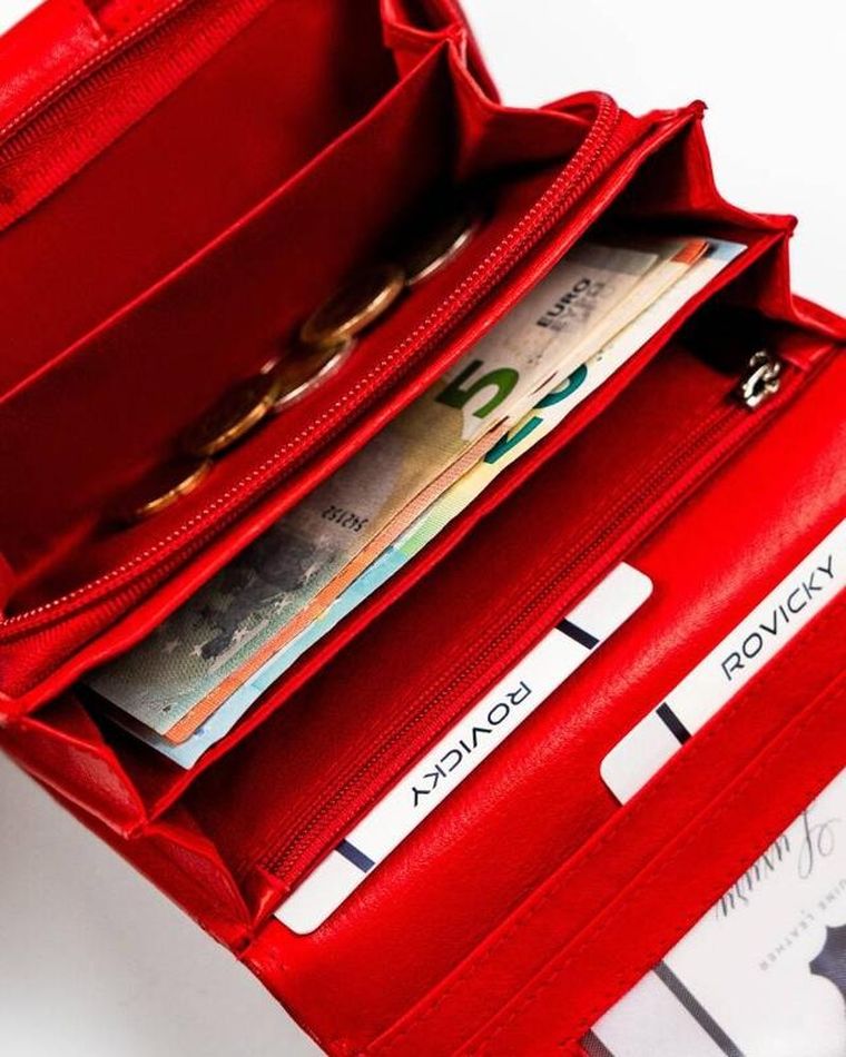 Portfel, czerwony, skórzany, Rovicky
