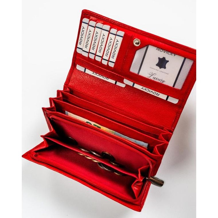 Portfel, czerwony, skórzany, Rovicky