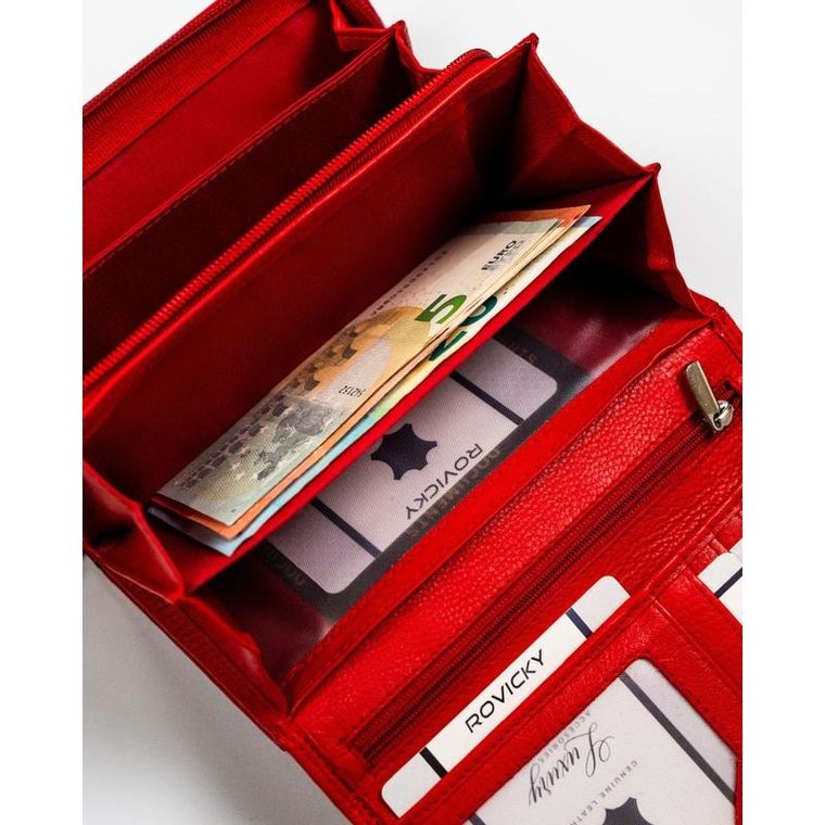 Portfel, czerwony, skórzany, Rovicky