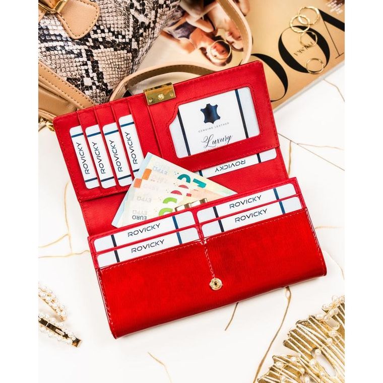 Portfel, czerwony, skórzany, Rovicky