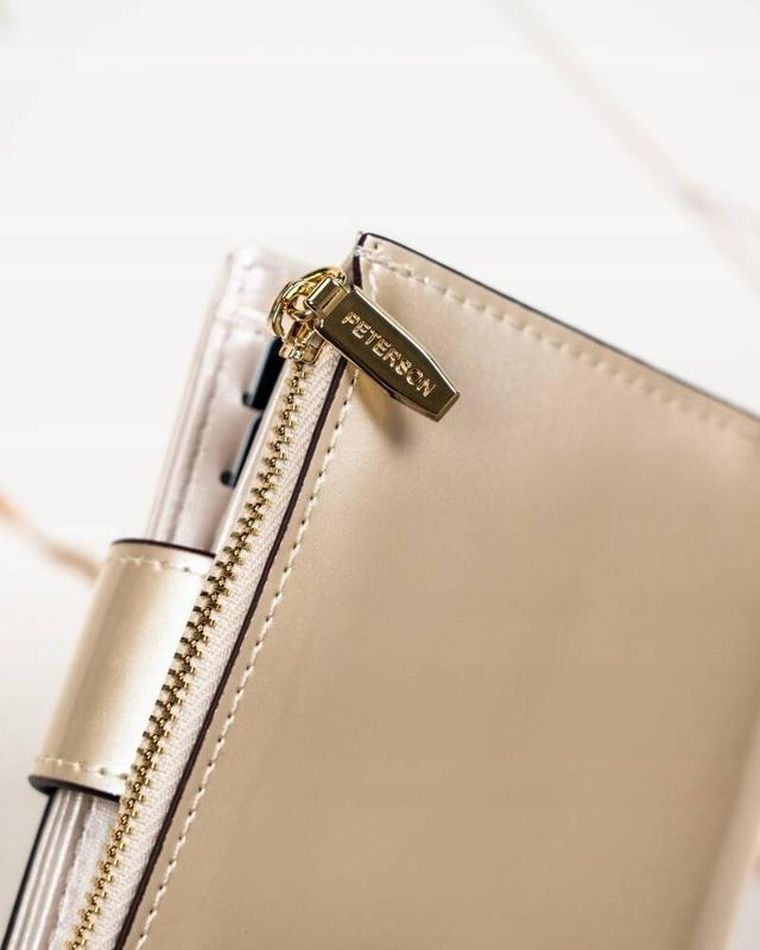 Portfel, kremowy, skóra ekologiczna, Peterson