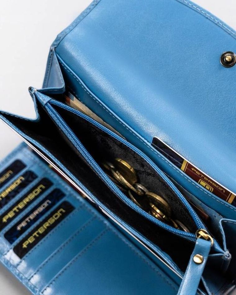 Portfel, niebieski, skórzany, Peterson