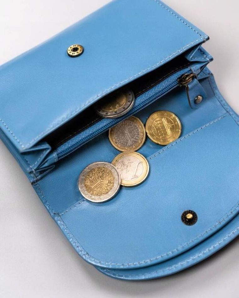 Portfel, niebieski, skórzany, Peterson