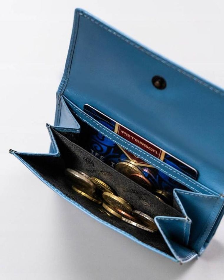 Portfel, niebieski, skórzany, Peterson
