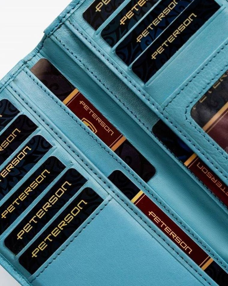 Portfel, niebieski, skórzany, Peterson