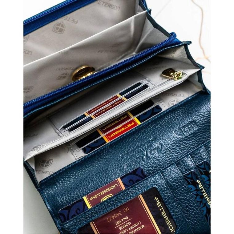Portfel, niebieski, skórzany, Peterson
