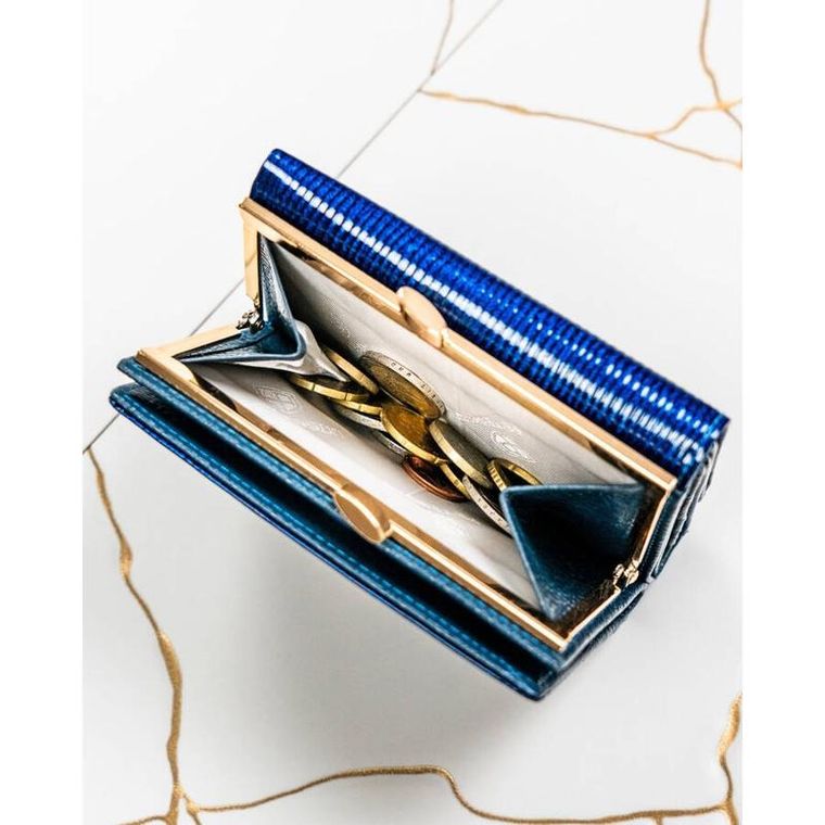 Portfel, niebieski, skórzany, Peterson