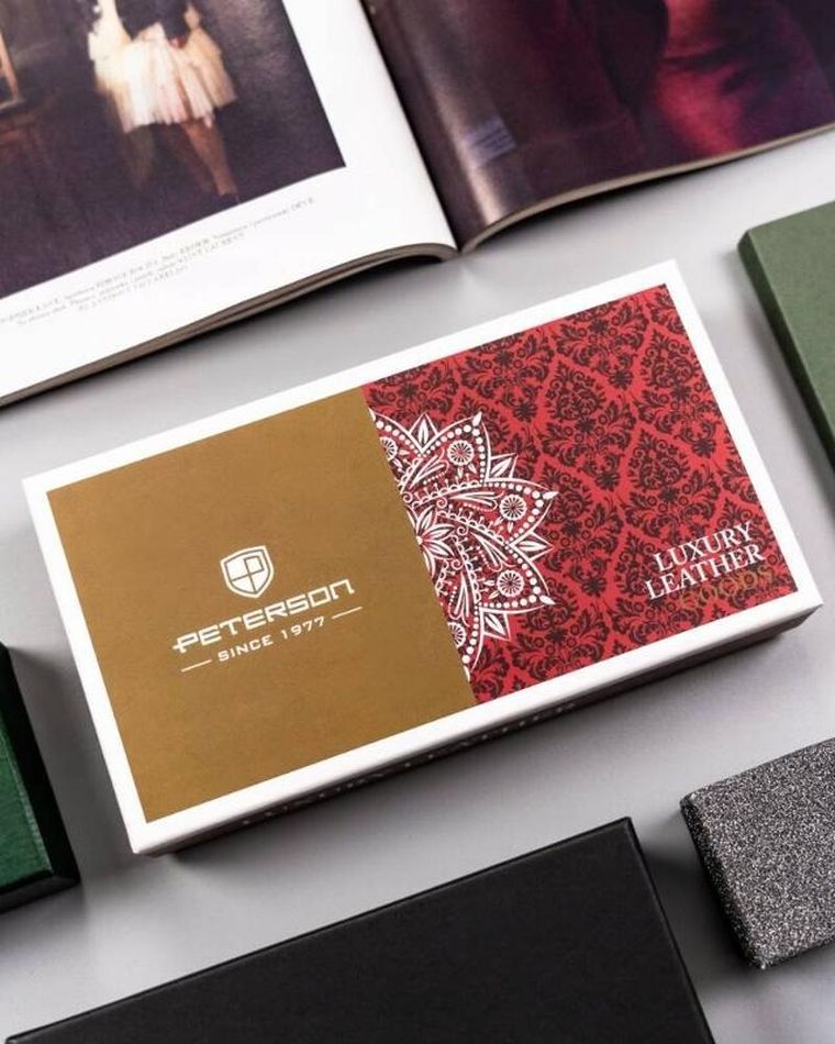 Portfel, niebieski, skórzany, RFID, Peterson